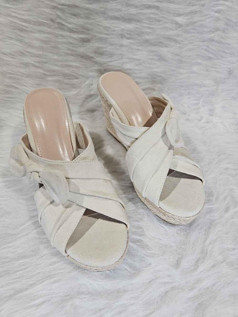 NWOB Fashionare Neutral Espadrille Wedge Slide Sandals - Women's Cream